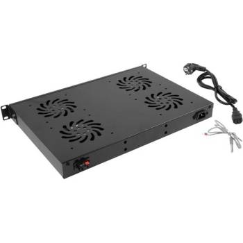 Lanberg Аксесоар Lanberg 19" fan unit / ventilation panel with lcd 4 fans + thermostat, 230V, black (AK-1503-B)