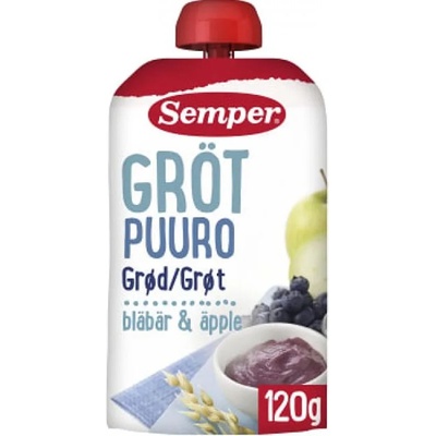 Semper Овесена каша Semper - Пауч с боровинка и ябълка, 120 g (6907)