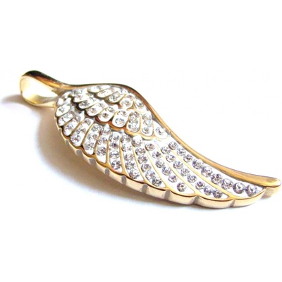 Steel Jewelry Přívěsek andělské křídlo gold s krystalky z chirurgické oceli PR171107