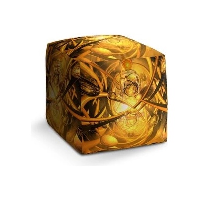 Sablio Taburet Cube Žlutá abstrakce: 40x40x40 cm