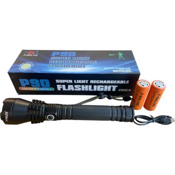 Foxgood Професионален компактен мощен фенер P90 с две батерии 90 000lm (3005-2)