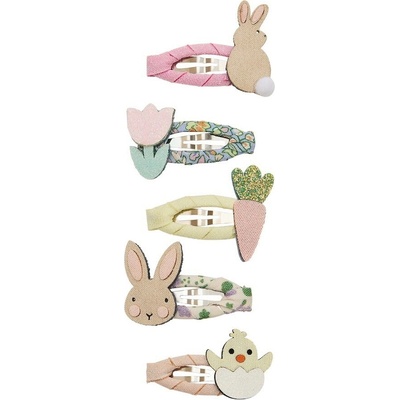 MIMI & LULA Sponky do vlasů Bunny Chick Clic Clacs Mini – set 5 ks, zelená barva, kov, textil