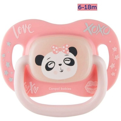Canpol Babies symetrický silikon dudlík svítící Exotic Panda růžová