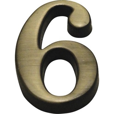Domové číslo "6" bronz česaný 5 cm