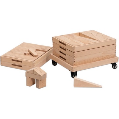 Betzold Drevený vozík s kockami Natur (set 1) 159 ks