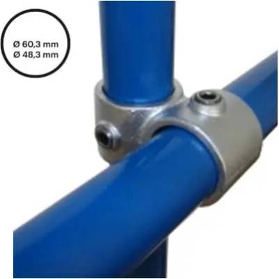 Konstrukční fitinka, spojka ocelových trubek pr. 60,3 mm | pr. 48,3 mm – úhlový spojovací kříž 161R-E60/D48