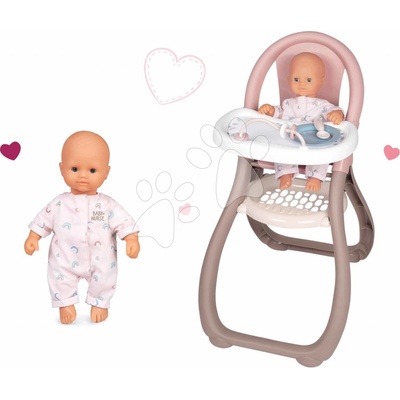 Smoby zlatá 32 cm Baby Nurse + jídelní židlička 220100-1