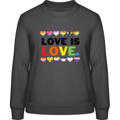 AWDis Sweat mikina Nápis Love is Love búrková sivá