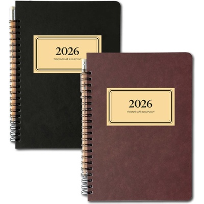 Retro A5 týdenní 2026 vínový/černý