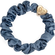 By Eloise Gold Heart Silk Scrunchie –⁠ Faded Denim