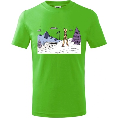 Panoráma lyžovania tričko detské Apple Green
