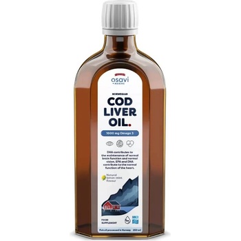 Osavi Norwegian Cod Liver Oil, 1000 mg, лимон и мента, 250 ml, Osavi