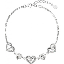 Evolution Group strieborný náramok so Swarovski krišťálmi biele srdce 33109.1