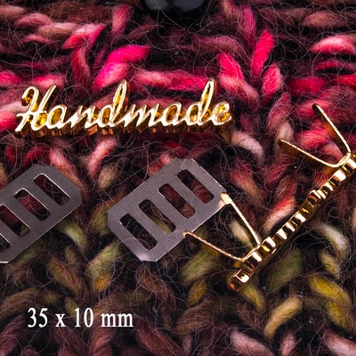 HAND MADE značka kovová 35x10mm Varianta: zlatá