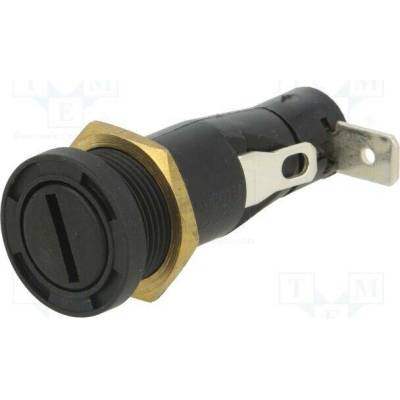 BULGIN D0347RAAAB Zásuvka; 6,3x32mm; 16A; 250V; na panel; černá; UL94V-2; polyester