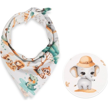 Biante Detská bavlnená šatka Sandra SA-513 Africké zvieratká na bielom