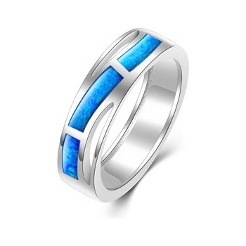 Nubis Stříbrný prsten s modrým opálem NB 5103 OP05