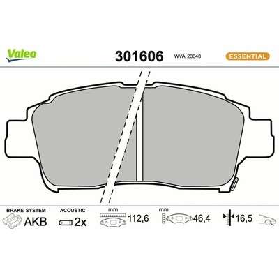 Sada brzdových platničiek kotúčovej brzdy VALEO 301606
