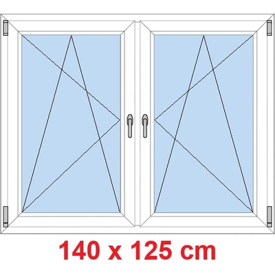 Soft Dvoukřídlé plastové okno 140x125 cm OS+OS se sloupkem Bílá