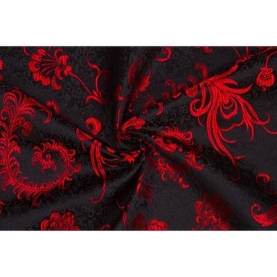 Brokát paví pera, červeno-černý