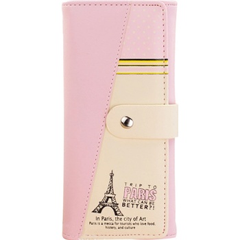 LM moda Dámská peněženka s Eiffelovka světle růžová WS003