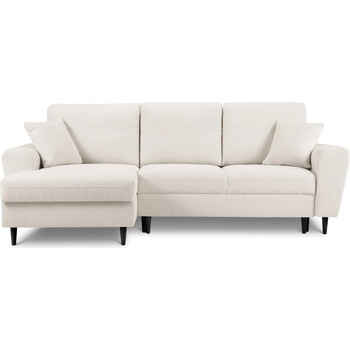 Cosmopolitan Design Бежов разтегателен ъглов диван с място за съхранение от прежда с примки от букле (ляв ъгъл) Kyoto - Cosmopolitan Design (COS_LCF_67_F2_KYOTO1)