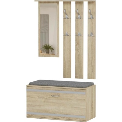 Framire Skříň do předsíě V2 se zrcadlem a sedátkem Sonoma 90 cm