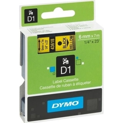 DYMO páska D1 6mm x 7m, černá na žluté, 43618, S0720790