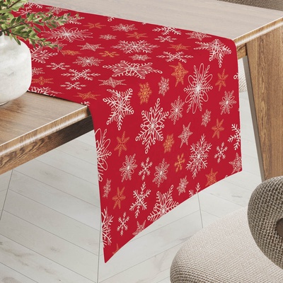Biante bavlna behúň Sandra SA-702 Vianočné vločky na červenom 35x140 cm
