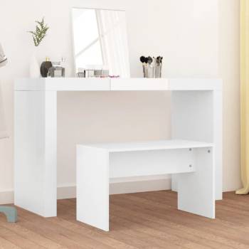 Image 1 of vidaXL Табуретка за тоалетка бяла 70x35x45 см инженерно дърво (802813)