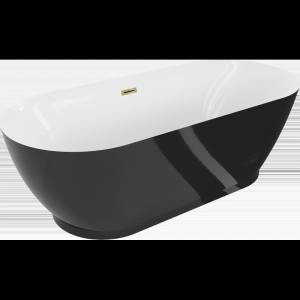 Mexen Roxy свободностояща вана 180 x 85 cm, бяла/черна, преливник златен - 51201808575-50 (51201808575-50)