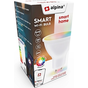 ALPINA Chytrá žiarovka LED RGB WIFI biela + farebná GU10 ED-225431