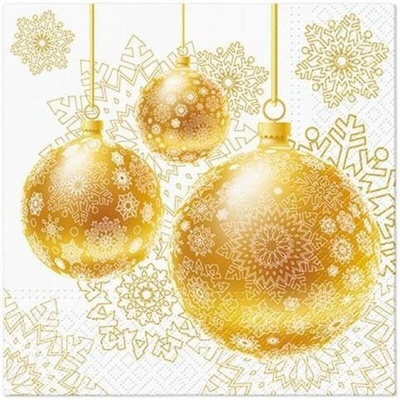 PAW SDL239000 Gold Ornamental Baubles servítky 3V vianočné 20ks 33x33cm