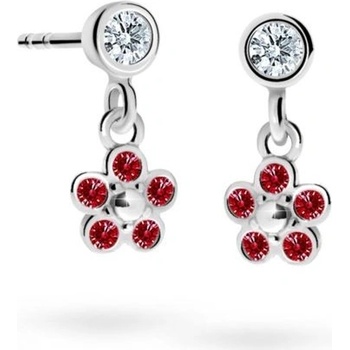 Danfil detské náušnice kvetiny C2744 z bieleho zlata ruby dark balónik