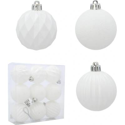 Pro-Tech shop Sada 9 vianočných gúľ 6cm biela mix vzorov 69363