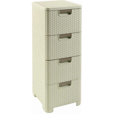 Curver Regál Style 4x14L se zásuvkami krémově bílý