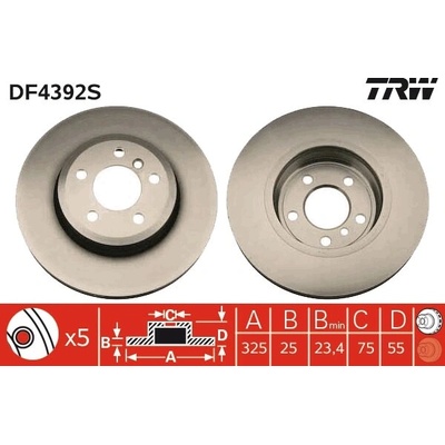 Brzdový kotúč TRW DF4392S