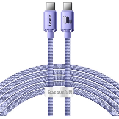 Baseus CAJY000705 Crystal Shine Series Datový, USB-C - USB-C 100W, 2m, fialový