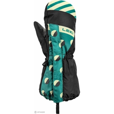Leki Little Paw Long detské rukavice black/medium green/frozen yellow
