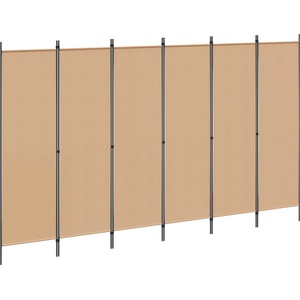 vidaXL Делител за стая с 6 панела Бежово 300 x 180 cm Текстил (42039196)