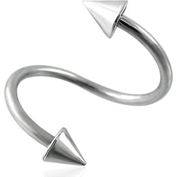 Piercing do obočia špirála s kužeľmi JNB019