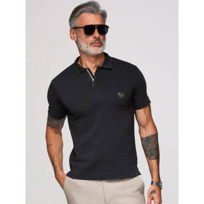 Ombre polo shirt with zip neckline black