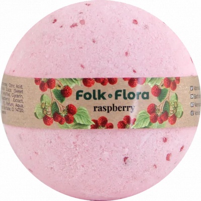Folk & Flora Raspberry bomba do kúpeľa 130 g