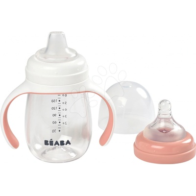 Beaba Láhev Bidon na učení pití Learning Cup Pink 2in1 s brčkem růžová 210 ml