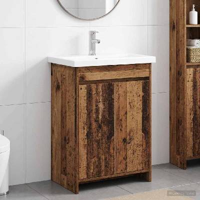 vidaXL Комплект мебели за баня Старо дърво 61 x 40 x 84, 5 см (3404280)
