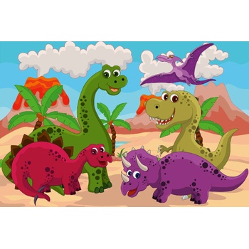 DIMEX ART s. r. o Флизелинов фототапет анимационни динозаври 375 x 250 см