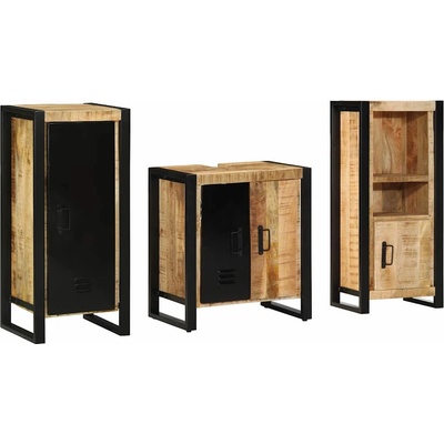 vidaXL Комплект мебели за баня с чекмедже 3 pcs Солидно мангово дърво (3305616)