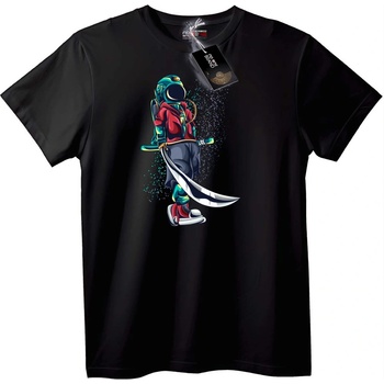 NOONEBRAND Тениска Космонавт Пират - 4XL, Black