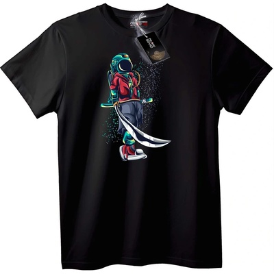 NOONEBRAND Тениска Космонавт Пират - 4XL, Black