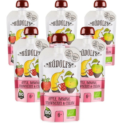 Rudolfs BIO kapsička jablko banán jahoda se smetanou 6 x 110 g – Hledejceny.cz